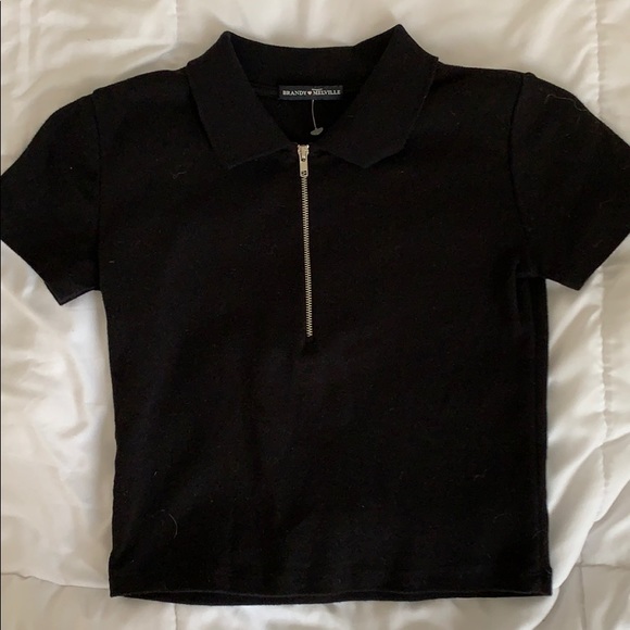 Brandy Melville Black T shirt with zip